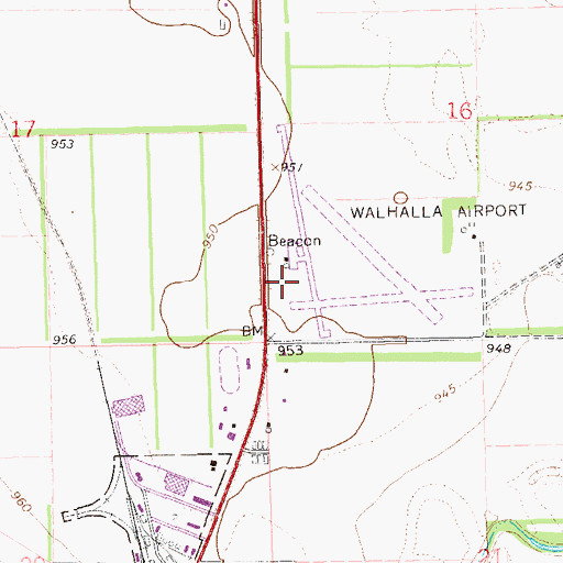 Topographic Map of Walhalla Municipal Airport, ND