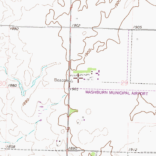 Topographic Map of Washburn Municipal Airport, ND