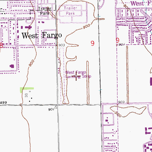 Topographic Map of West Fargo Airport (historical), ND