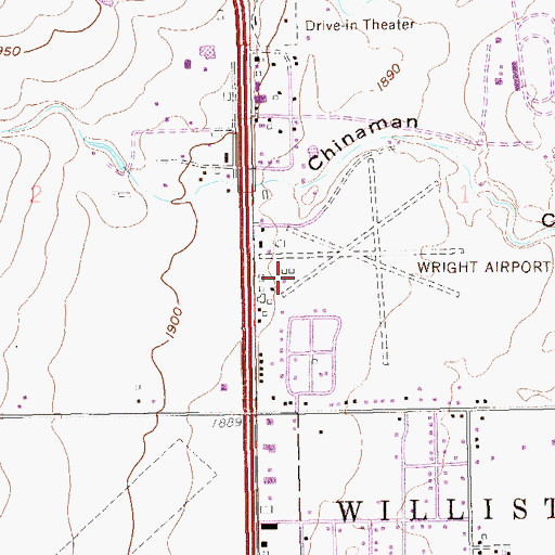 Topographic Map of Wright Field Airport (historical), ND