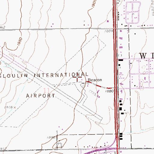 Topographic Map of Sloulin Field International Airport, ND