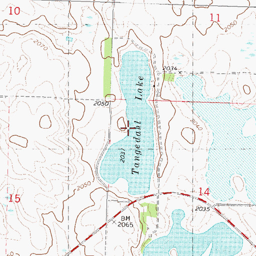 Topographic Map of Tangedahl Lake, ND