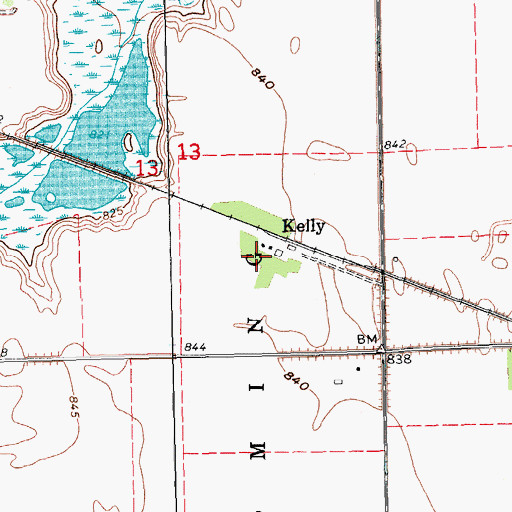 Topographic Map of Kelly, ND
