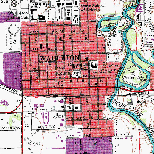 Topographic Map of Wahpeton, ND