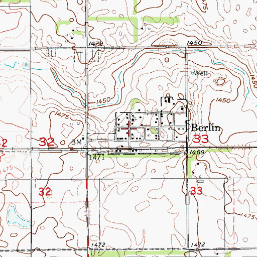 Topographic Map of Berlin, ND