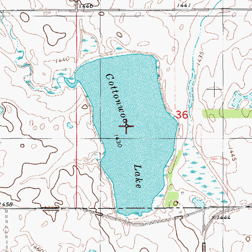 Topographic Map of Cottonwood Lake, ND