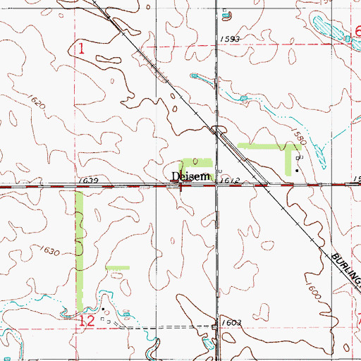 Topographic Map of Deisem, ND