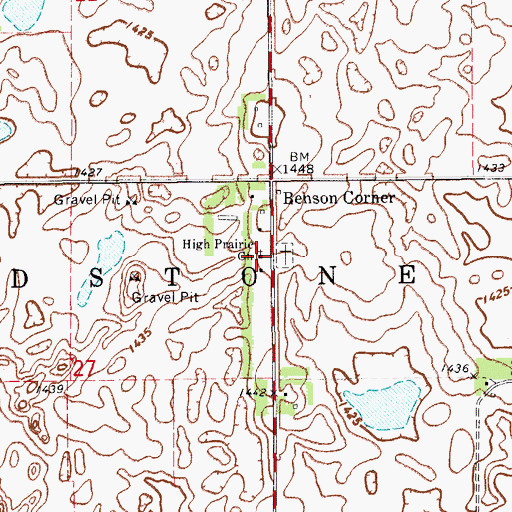 Topographic Map of High Prairie Church, ND