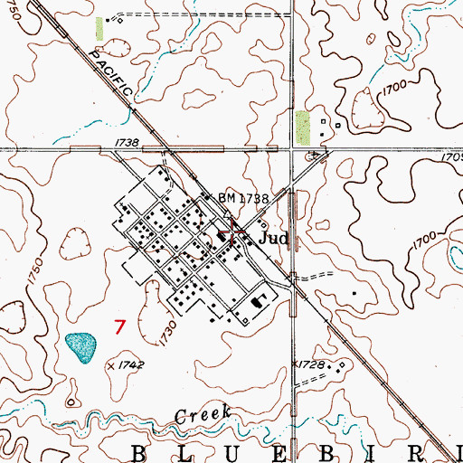 Topographic Map of Jud, ND
