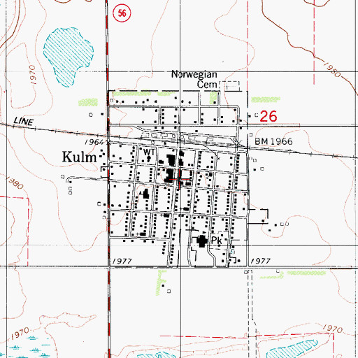 Topographic Map of Kulm, ND
