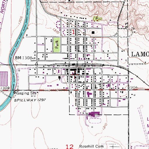 Topographic Map of LaMoure, ND