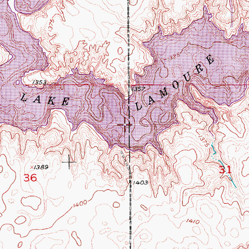 Topographic Map of Lake LaMoure, ND