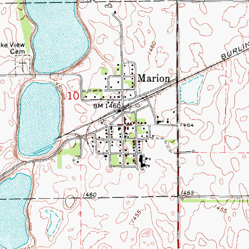Topographic Map of Marion, ND