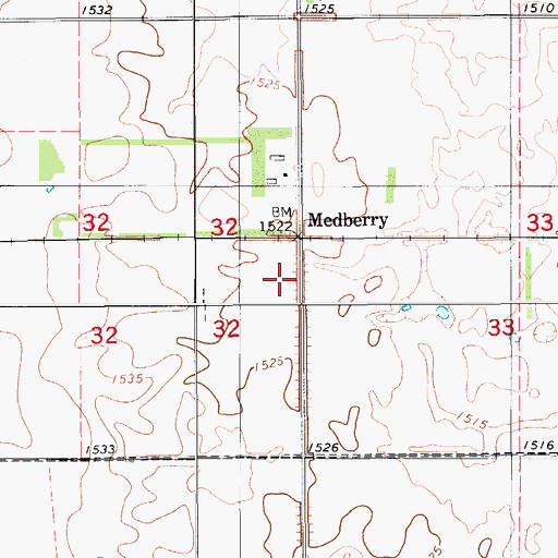 Topographic Map of Medberry, ND