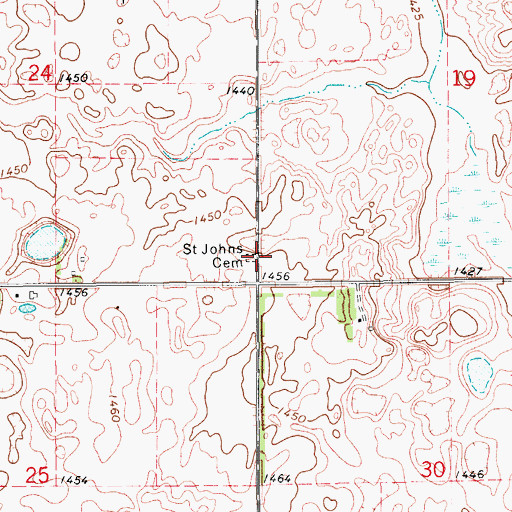 Topographic Map of Saint Johns Cemetery, ND