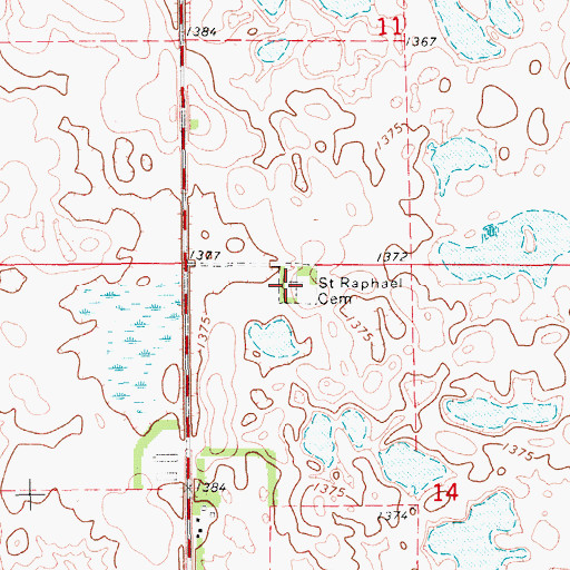 Topographic Map of Saint Raphael Cemetery, ND