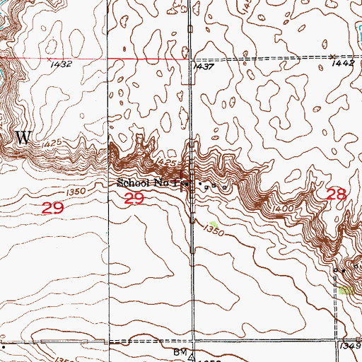 Topographic Map of School Number 1, ND