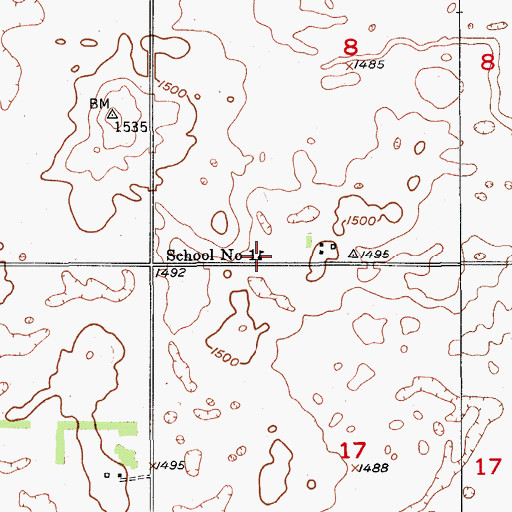 Topographic Map of School Number 1, ND