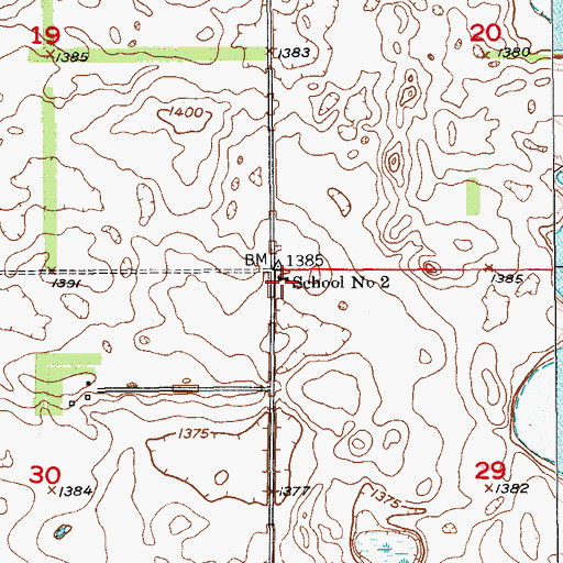 Topographic Map of School Number 2, ND
