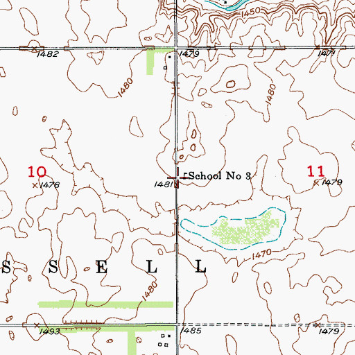 Topographic Map of School Number 3, ND