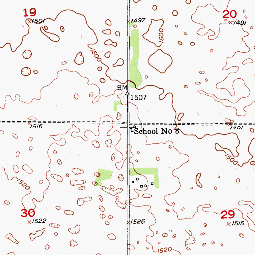 Topographic Map of School Number 3, ND