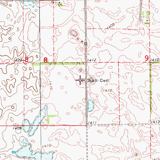 Topographic Map of Sjulli Cemetery, ND