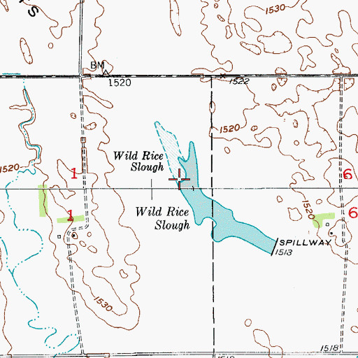 Topographic Map of Wild Rice Slough, ND