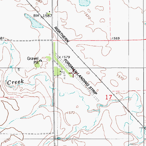 Topographic Map of Forsman Landing Strip (historical), ND