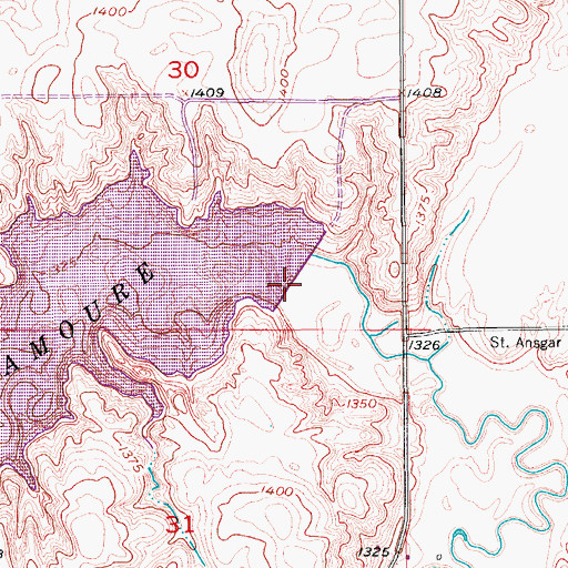 Topographic Map of Cottonwood Creek Dam, ND