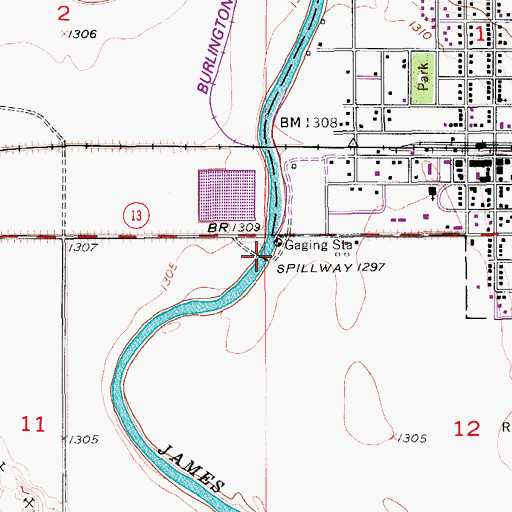 Topographic Map of LaMoure Dam, ND
