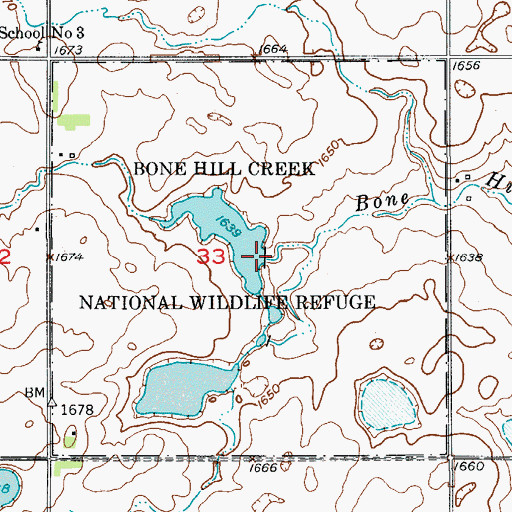 Topographic Map of Bone Hill Creek Diversion Dam, ND