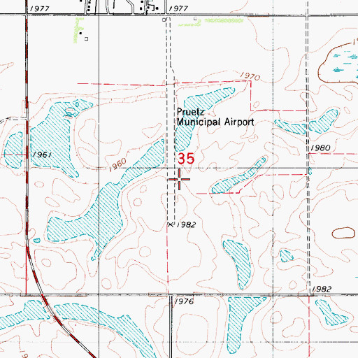 Topographic Map of Pruetz Municipal Airport (historical), ND