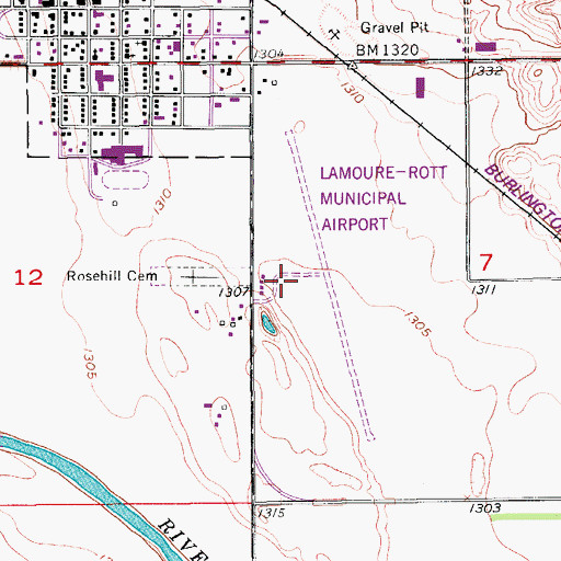 Topographic Map of La Moure Rott Municipal Airport, ND