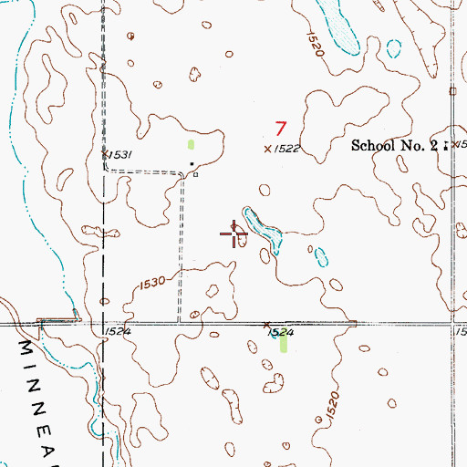 Topographic Map of Virgil Rott Private Landing Strip (historical), ND