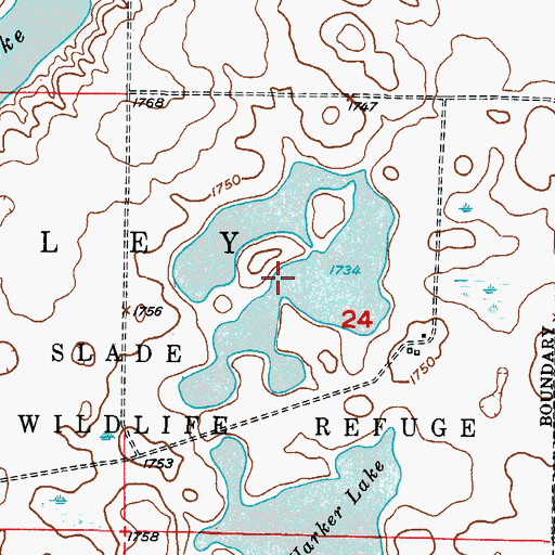 Topographic Map of Headquarters Lake, ND