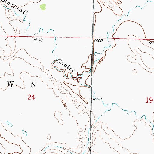 Topographic Map of Blacktail Coulee, ND