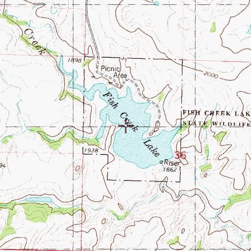 Topographic Map of Fish Creek Lake, ND