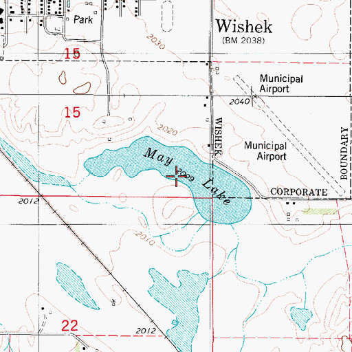 Topographic Map of May Lake, ND