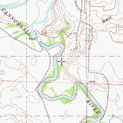 Topographic Map of Bell Coulee, ND
