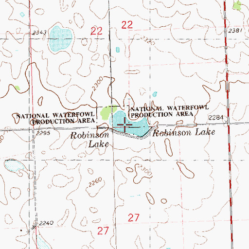 Topographic Map of Robinson Lake, ND