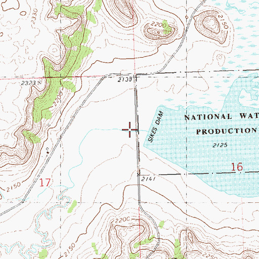 Topographic Map of Sikes Dam, ND