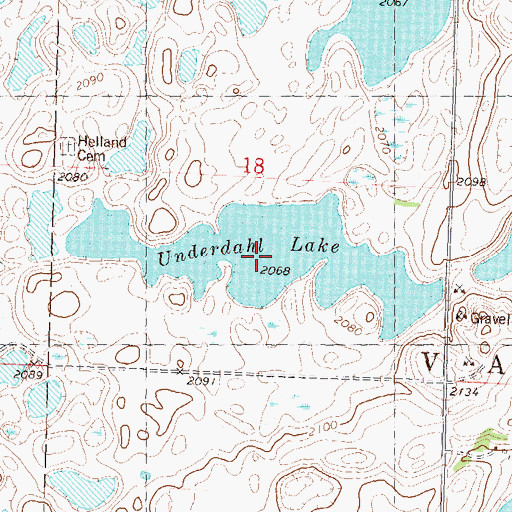 Topographic Map of Underdahl Lake, ND
