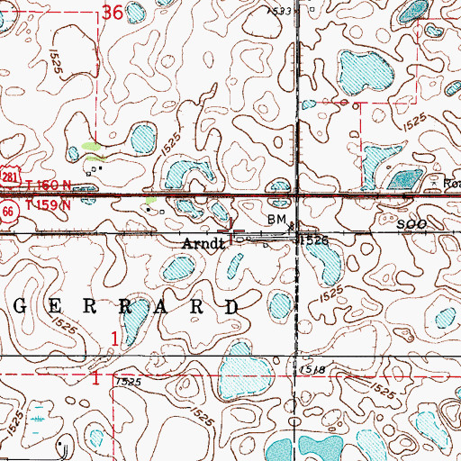 Topographic Map of Arndt, ND