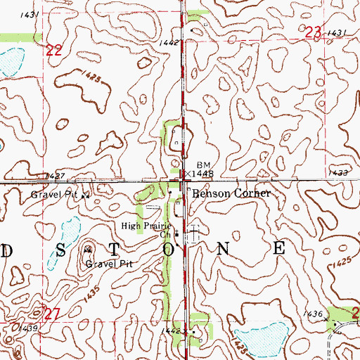 Topographic Map of Benson Corner, ND