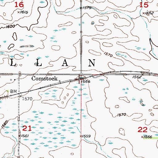 Topographic Map of Comstock, ND