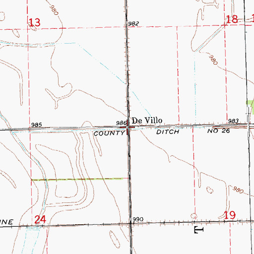 Topographic Map of De Villo, ND