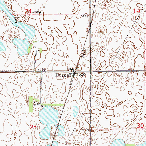 Topographic Map of Durupt, ND