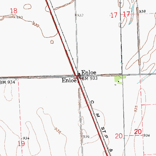 Topographic Map of Enloe, ND