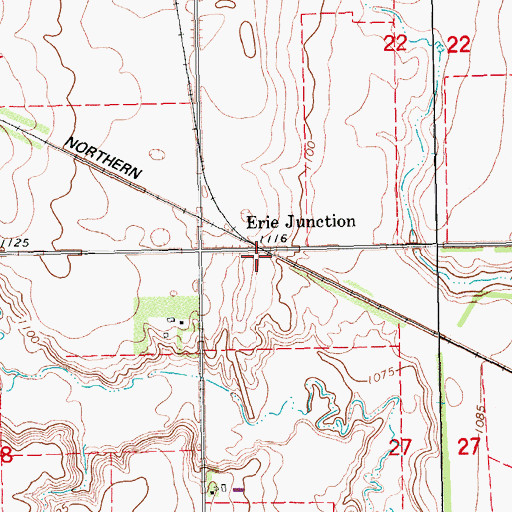 Topographic Map of Erie Junction, ND