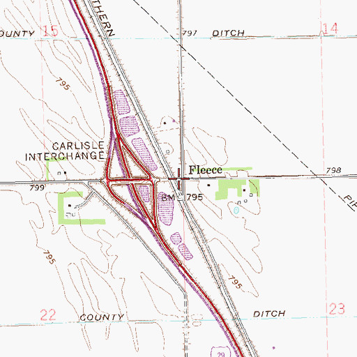 Topographic Map of Fleece, ND